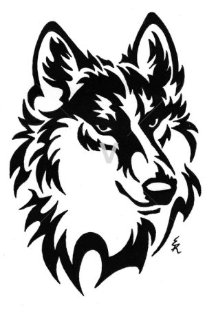 Волк тату трафарет