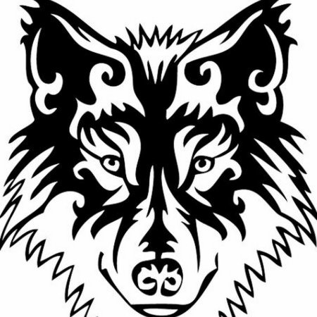 Трафарет морды волка
