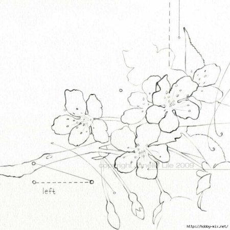 Ветка Сакуры трафарет для витража