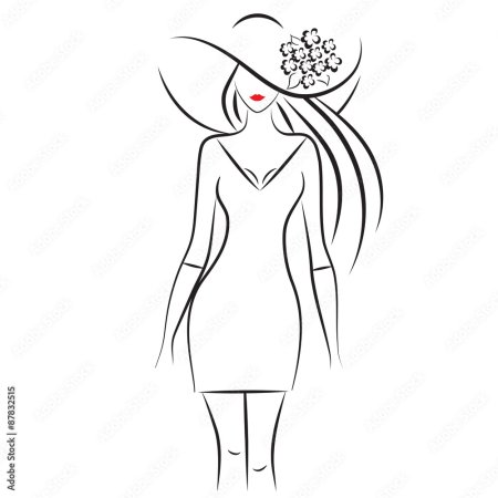 Контурный силуэт девушки в платье