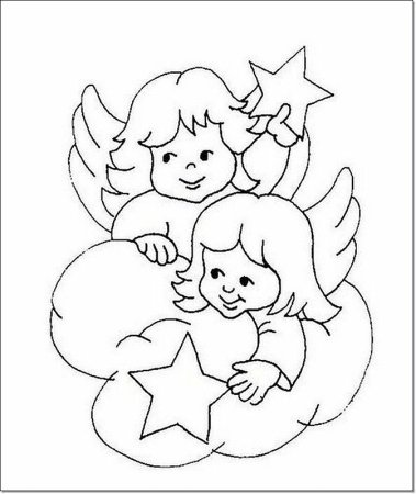 Трафарет ангелочков на новый год