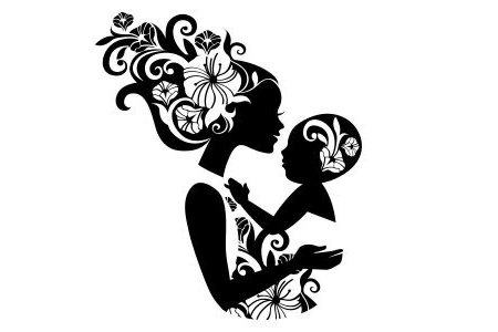 Силуэт матери и ребенка