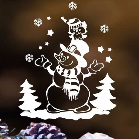 Новогодние наклейки на окна трафареты