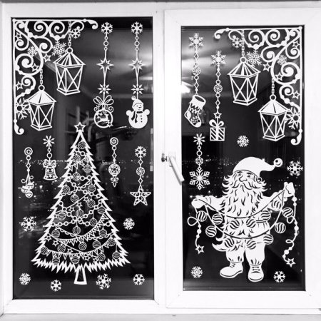 Украшение окон на новый год