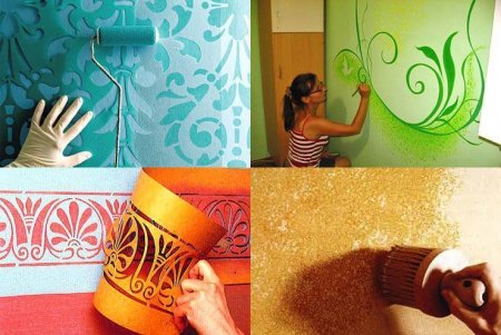 Узоры на стене краской водоэмульсионной