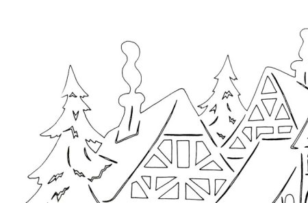 Новогодние украшения на окна трафареты домик