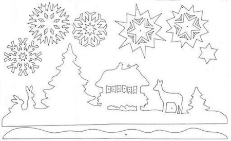 Схемы новогодних вытынанок на окна
