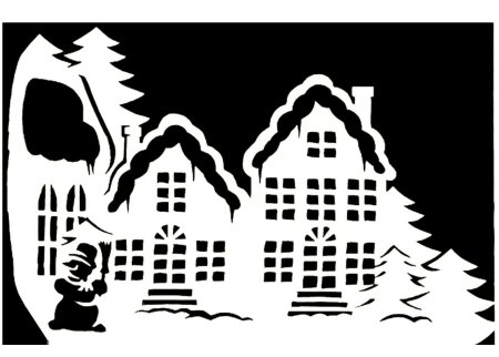 Трафареты на окна домики