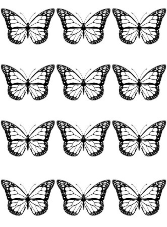 Бабочки чёрно белые для распечатки одинаковые