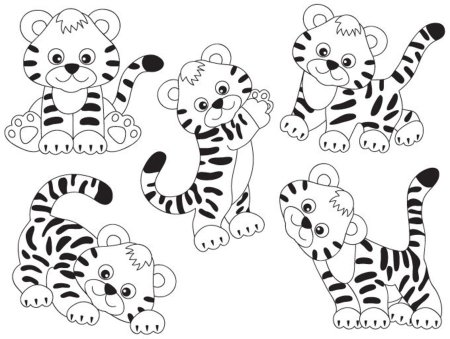 Тигренок трафарет