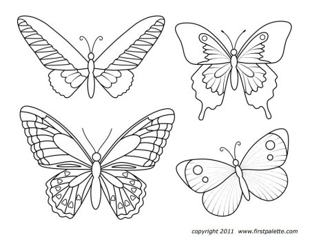 Бабочка трафарет для раскрашивания