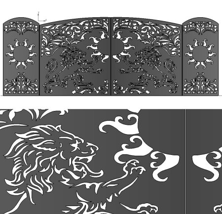 Ворота и калитка (Лев) 2040х3000 2040х1000 ЧПУ DXF