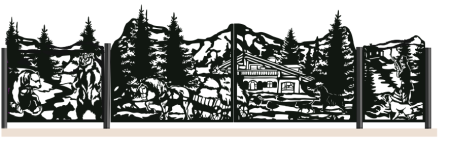 Рисунок кованных ворот с калиткой