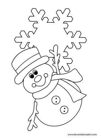 Снеговик со снежинками раскраска