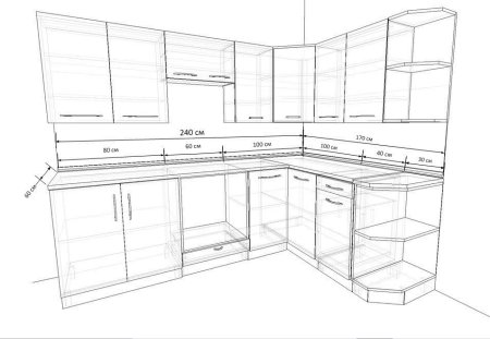 Эскиз кухни угловой