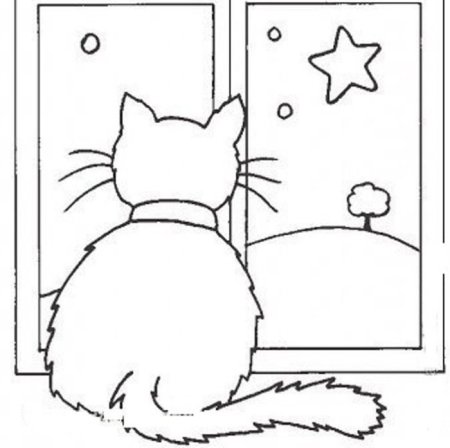 Трафарет кота на окно
