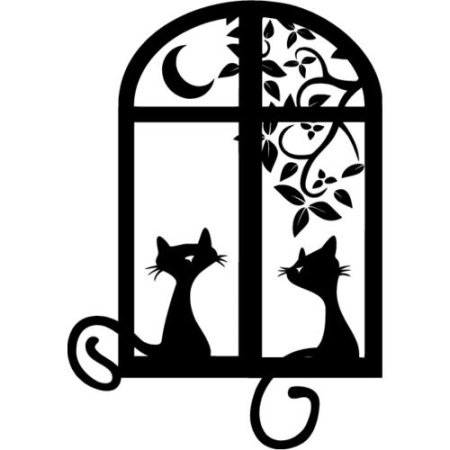 Кошка на окошке силуэт
