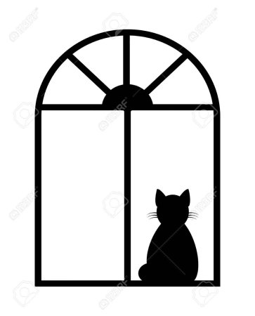 Силуэт кошки на окне