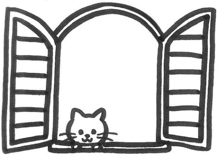 Раскраска кот на окне