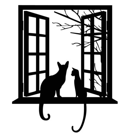 Трафарет кошки на окно