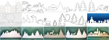 Трафарет на подоконник на новый год