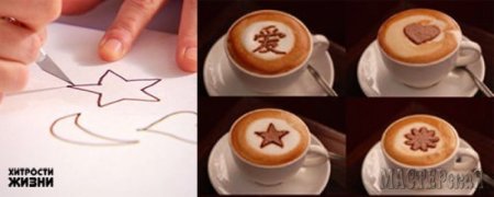 Капучино украшенный с помощью трафарета