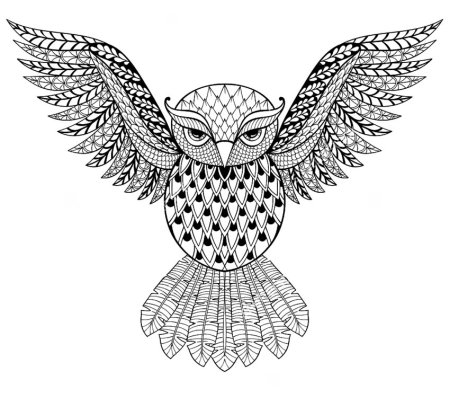 Сова с расправленными крыльями трафарет