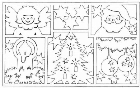 Схемы новогодних вытынанок на окна