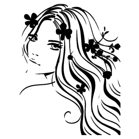 Силуэт девушки с длинными волосами