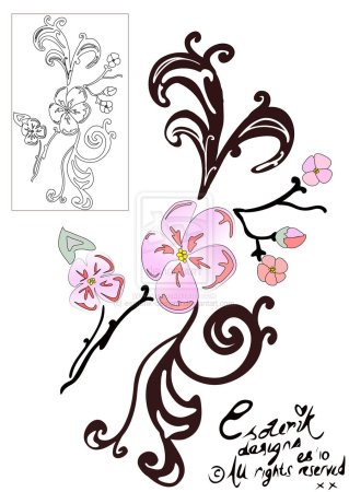 Татуировка Сакура эскиз