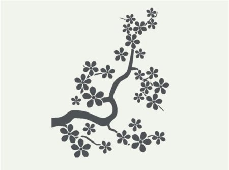 Веточка Сакуры трафарет