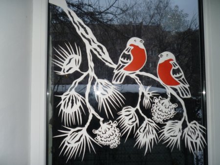 Вытынанки Снегири