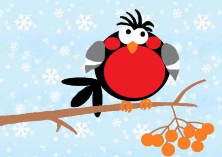 Аппликация Снегирь на ветке