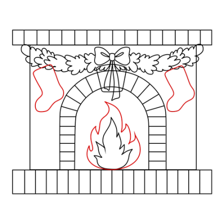 Нарисовать огонь в камине