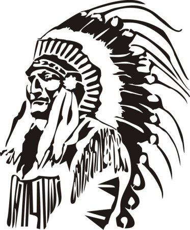Профиль индейца трафарет