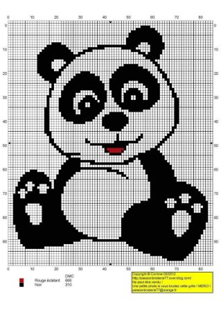 Схема панды для вышивания крестиком