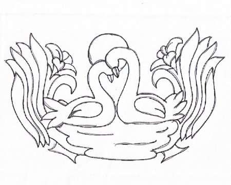 Лебедь трафарет для вырезания