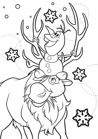 Раскраски Холодное сердце Олаф и Свен