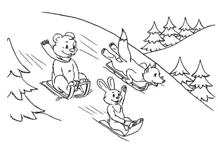 Зимний пейзаж раскраска