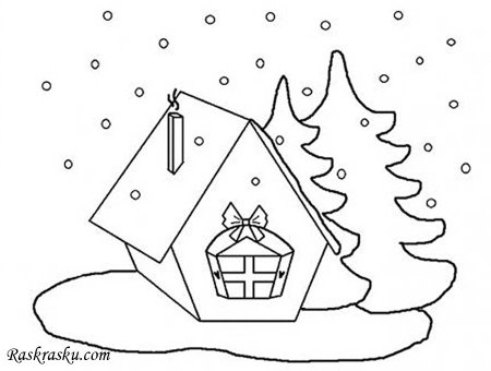 Силуэт домика для раскрашивания