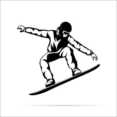 Сноубордист силуэт вектор