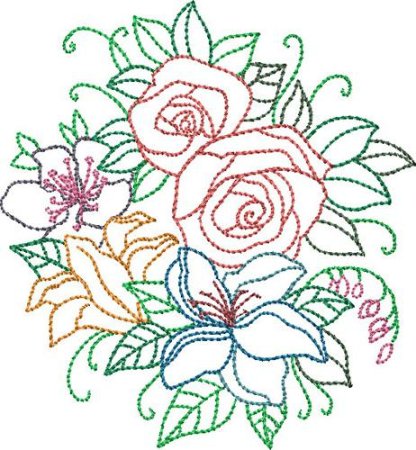 Контурная вышивка тамбурным швом