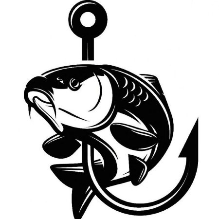 Рыба на крючке силуэт