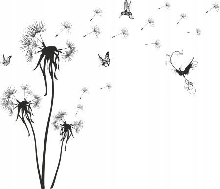 Наклейка на стену одуванчик на ветру