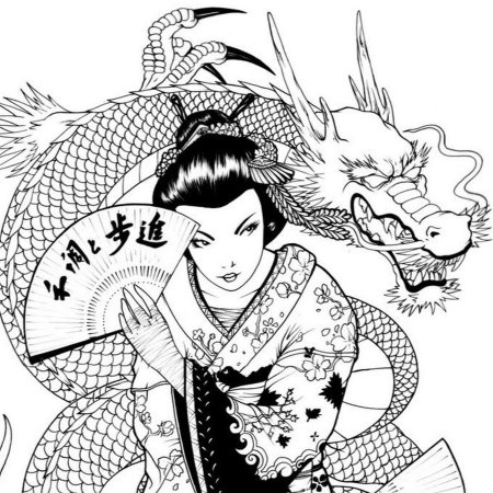 Тату якудза Самурай эскиз