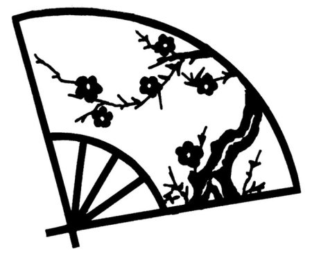 Японский веер трафарет