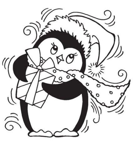 Новогодний Пингвин трафарет