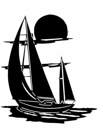 Силуэт корабля с парусами