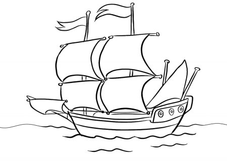 Трафарет парусника для детей