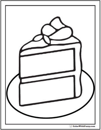 Раскраска тортик кусочек